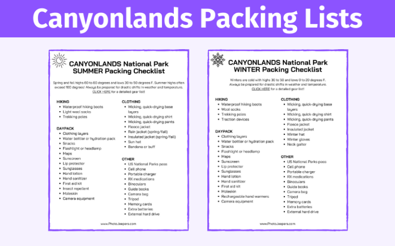 Canyonlands Packing List for Summer and Winter
