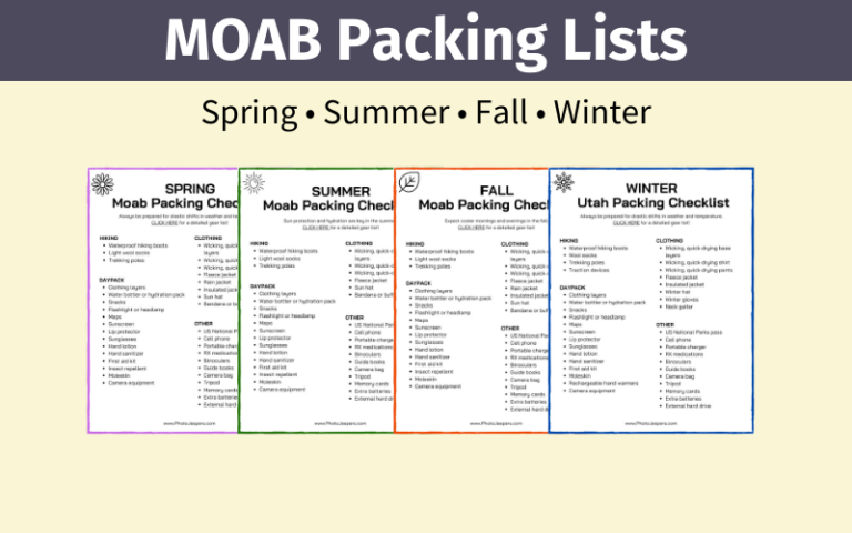 Moab, Utah Packing Lists For Spring, Summer, Fall and Winter