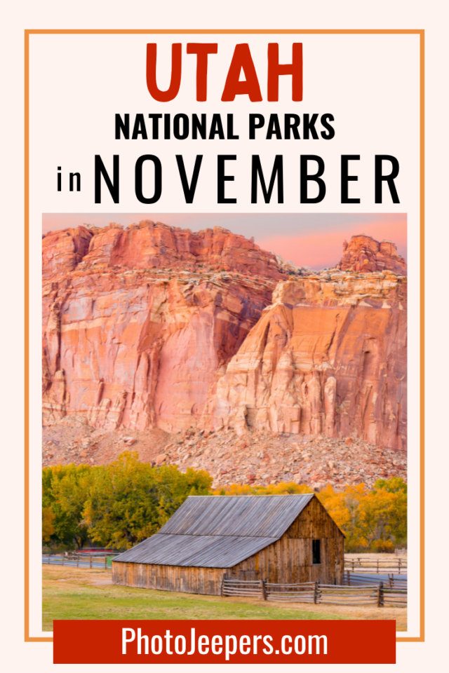 Utah national parks in November