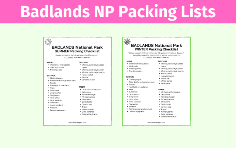 Badlands National Park Packing Lists