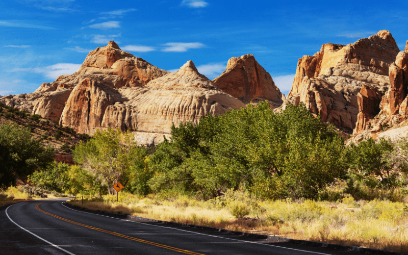formations along the road at Capitol Reef National Park