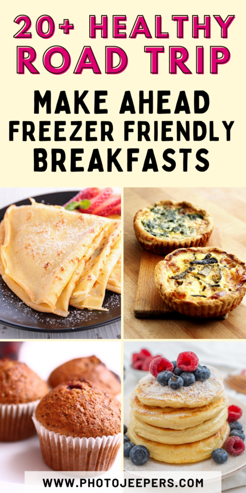 four photos of healthy road trip make ahead freezer friendly breakfasts