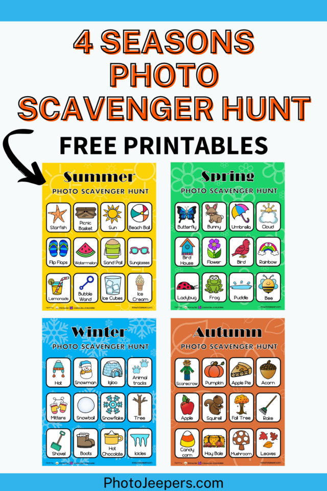 4 seasons photo scavenger hunt free printables