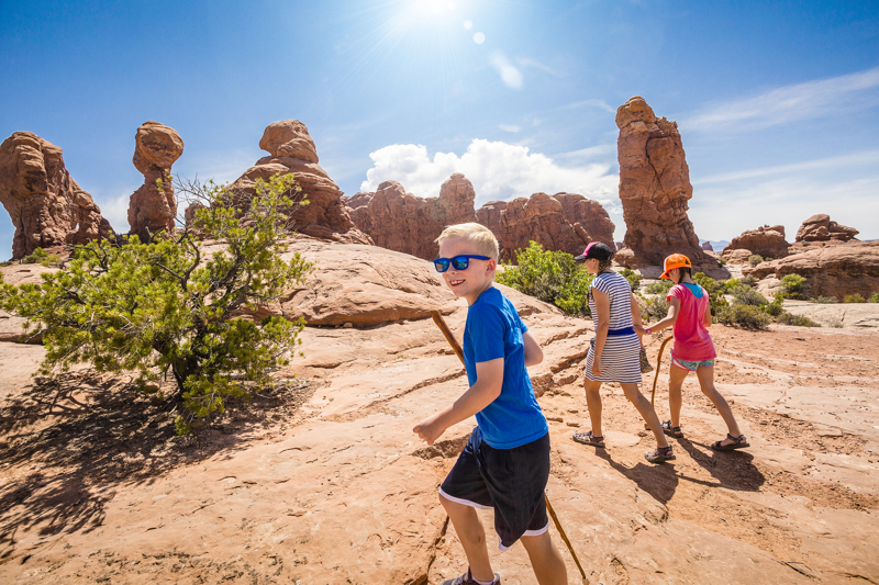hiking with kids at Arches National Park