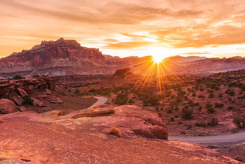 Capitol Reef sunrise at Panorama Point