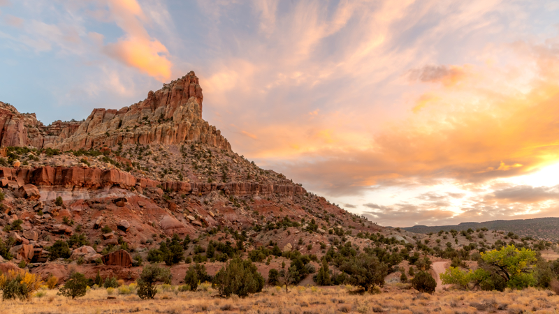 Eph Hanks tower at sunset at Capitol Reef