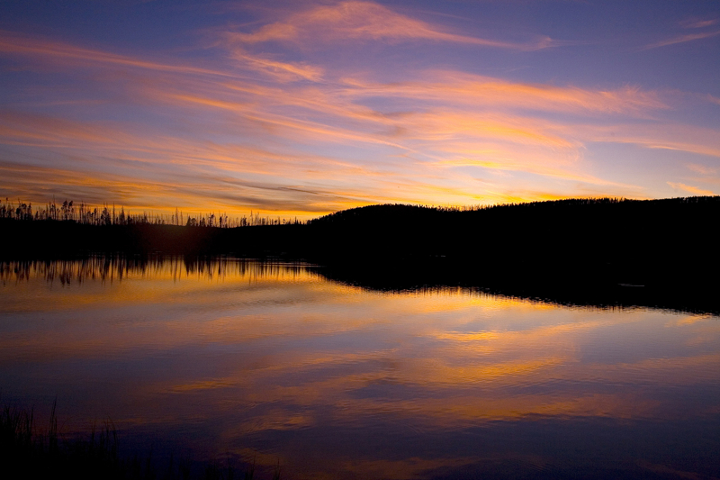Grebe Lake at sunset - Yellowstone National Park