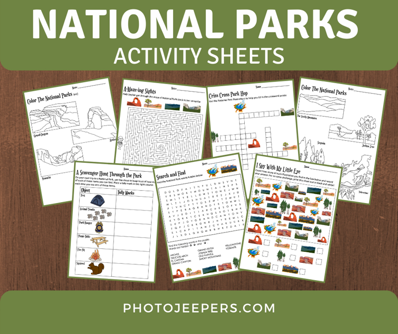 National Parks Activity Sheets by Photo Jeepers 