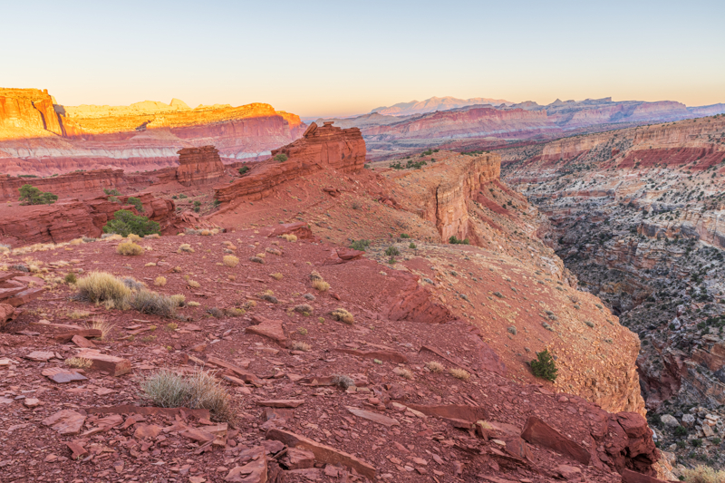Sunset Point at sunset at Capitol Reef