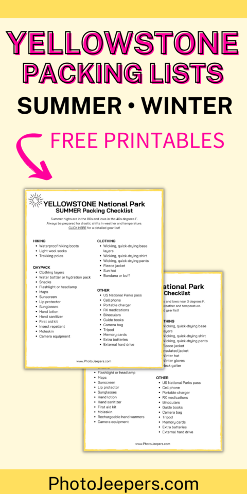 Free Printable Yellowstone National Park Packing Checklists