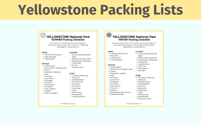 Yellowstone National Park Packing Lists