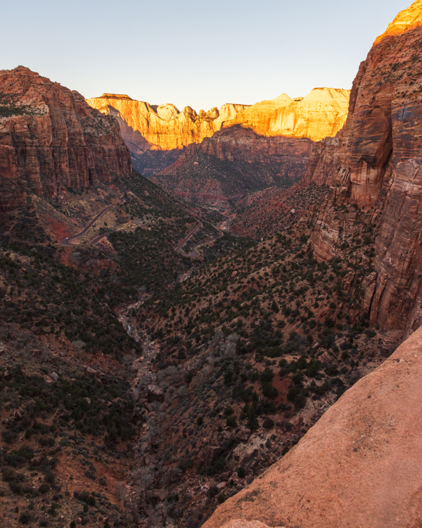 Zion Canyon Overlook at sunrise
