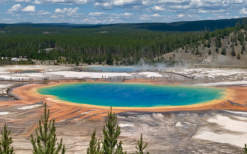 View from the Grand Prismatic Overlook at Yellowstone
