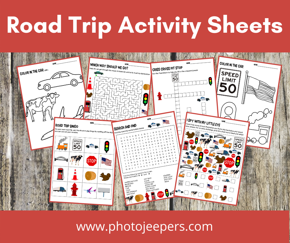 Road Trip Activity Sheets
