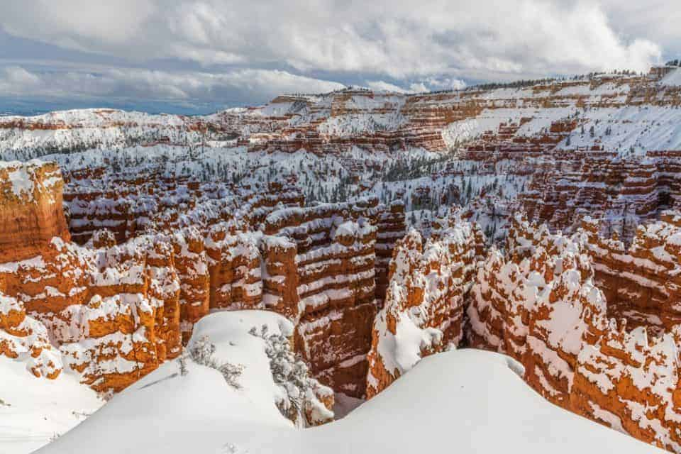 Snow at Bryce Canyon in the Winter