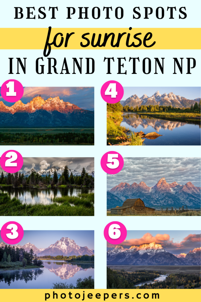 six photo spots for sunrise at Grand Teton National Park