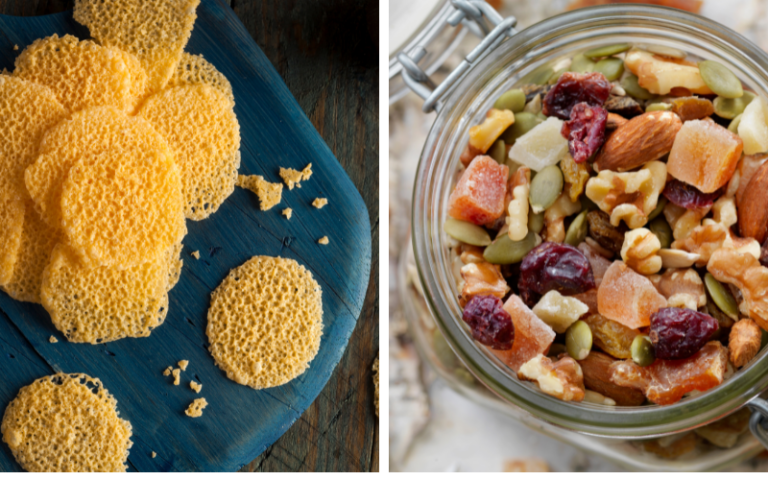 cheese crisps and trail mix portable road trip snacks