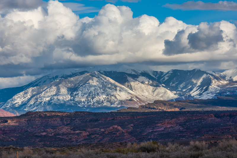 Moab Utah La Sal Mountains with snow