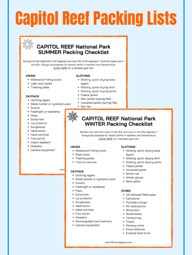 Capitol Reef National Park Packing Lists Story