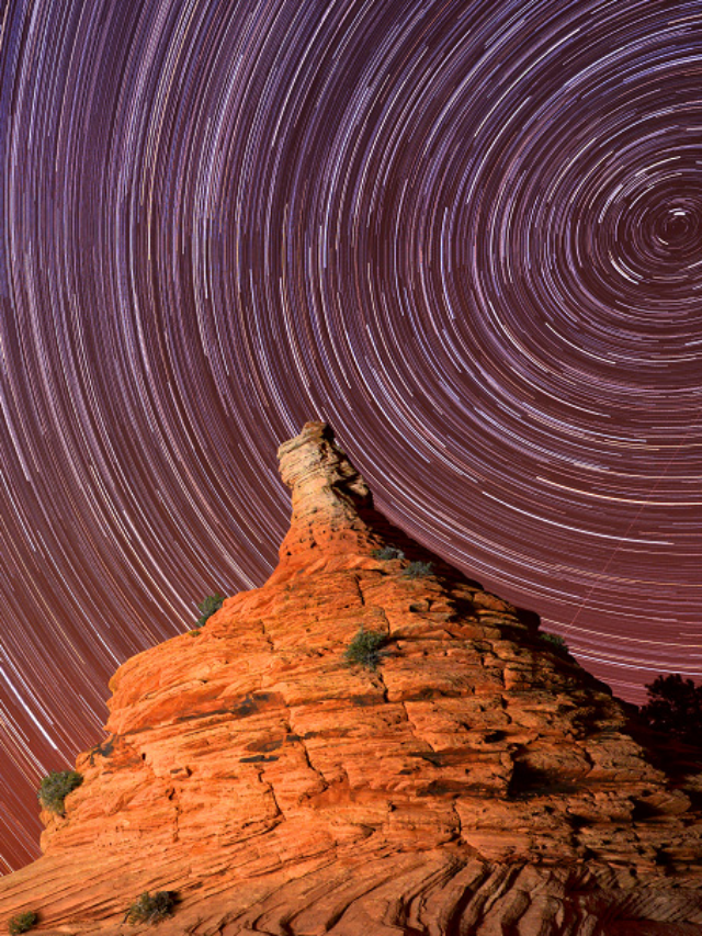 hoodoo light trails at Zion National Park