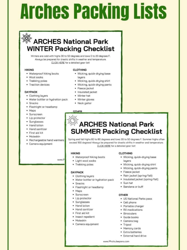 Arches National Park Packing Lists Story