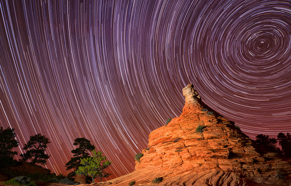hoodoo light trails at Zion National Park