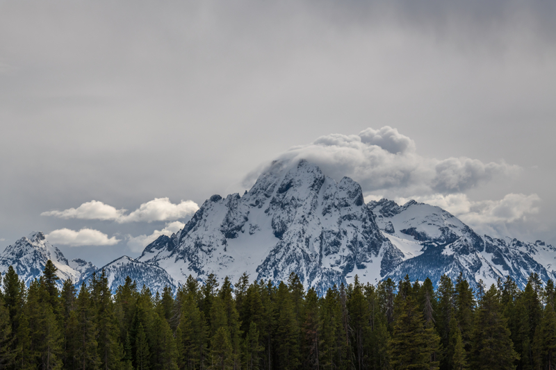 Grand Teton mountain peak in the winter