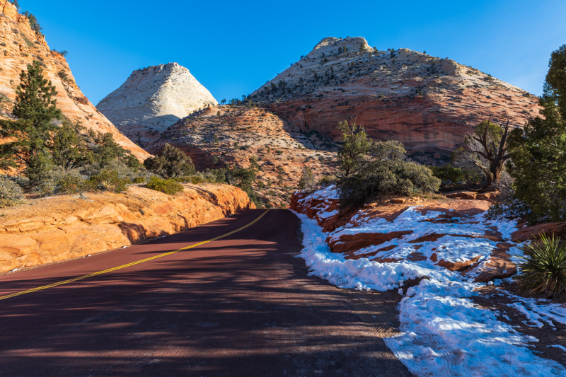 Scenic drive in the winter at Zion