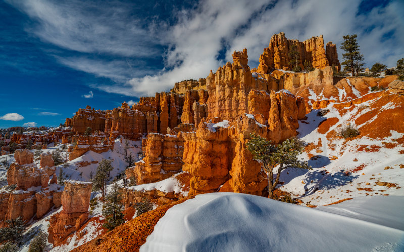 Snowy landscape at Bryce Canyon