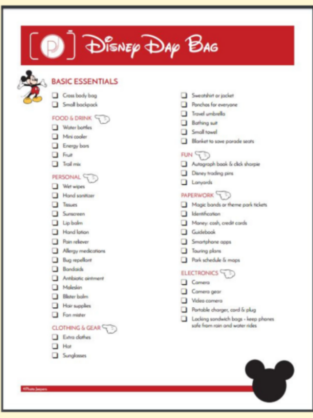 Disney Day Bag Packing List Story