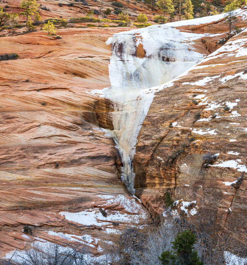 frozen water at Zion in the winter