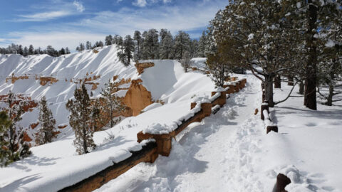 hiking trails at Bryce Canyon in the winter