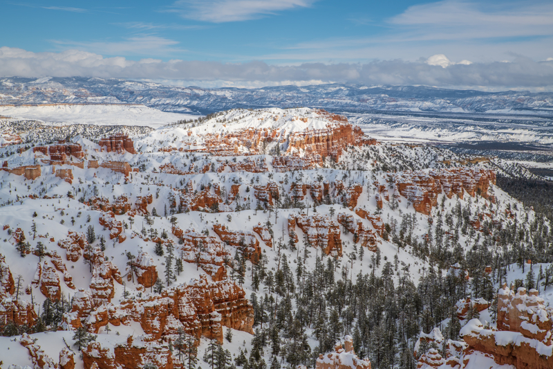 Bryce Canyon in the winter with snow