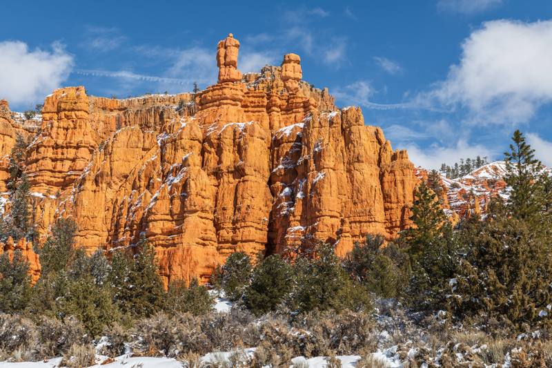 Hoodoos in Red Canyon with snow