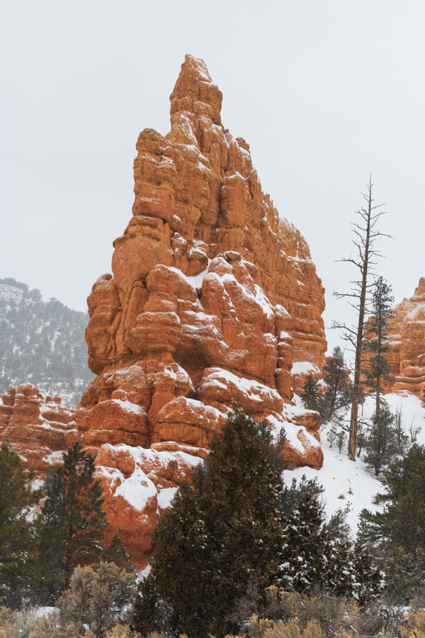 Red Canyon rock formation with snow