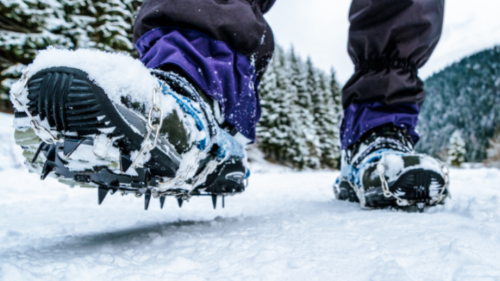 winter hiking boots with traction device