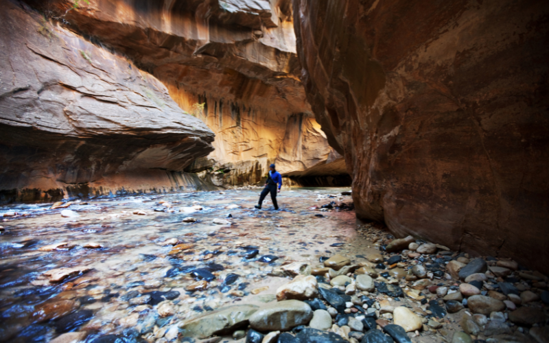 The Narrows hike at Zion in the winter