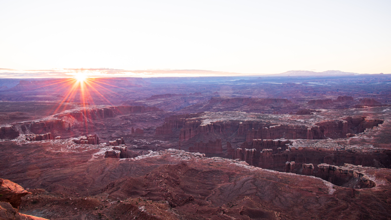 sunrise at Grand View Point Canyonlands