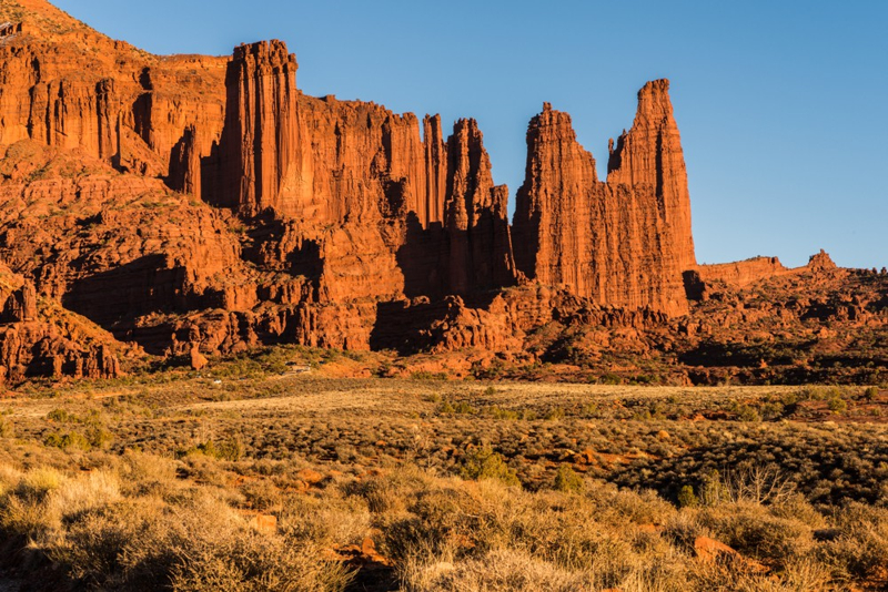 Fisher Towers near sunset