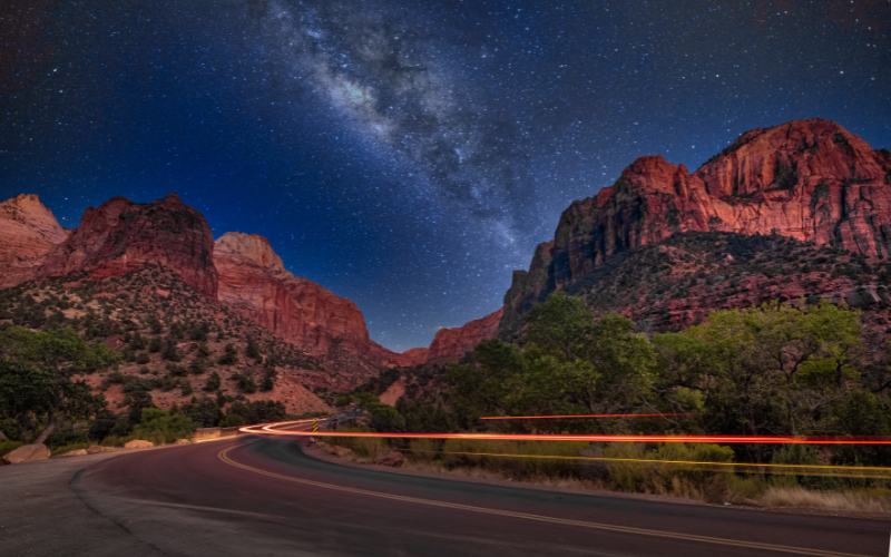 night photography at Zion National Park