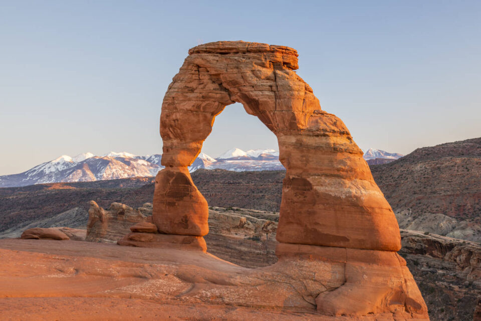 sunset at delicate arch Arches National Park