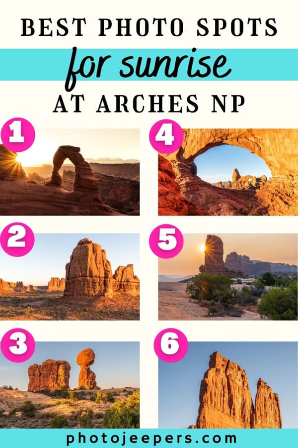 Arches sunrise photo spots