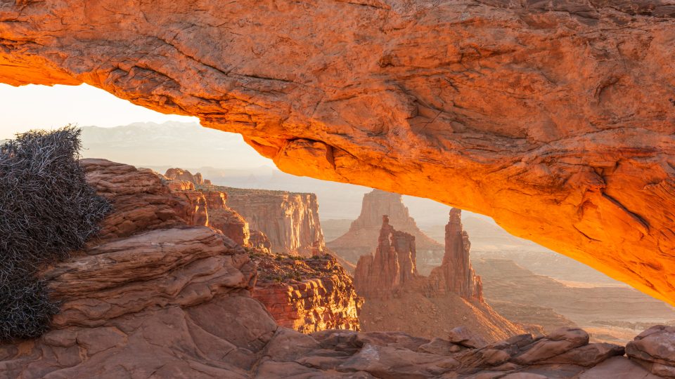 View through Mesa Arch at Island in the Sky