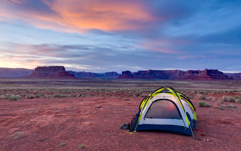 Tent camping in southern Utah