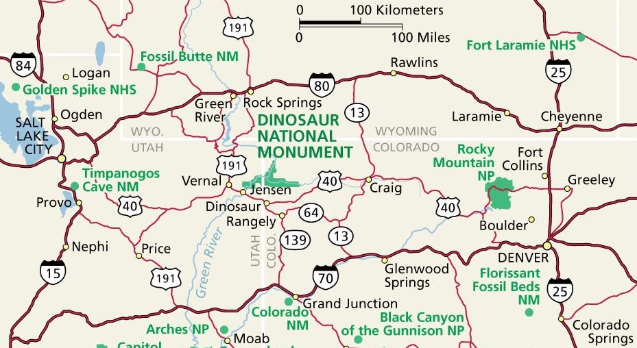 routes to reach Dinosaur National Monument