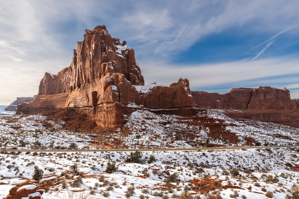 Arches National Park with snow