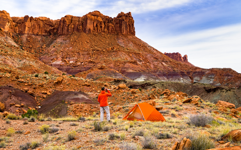 Tent camping near Moab Utah